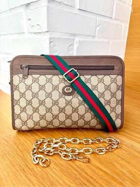 Gucci Authentic Vintage Monogram Clutch / Shoulder Bag